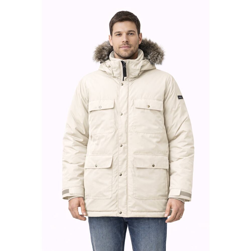 DKNY 2000s White Hooded Puffer Parka removable fur Men’s Medium